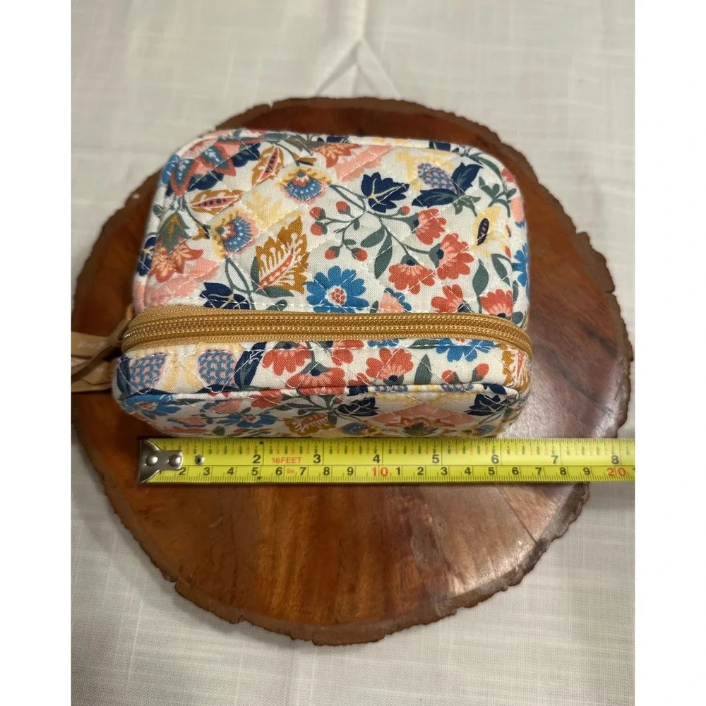 Vera Bradley Floral Quilted Travel Jewelry Organizer Case Zip Makeup Cosmetic